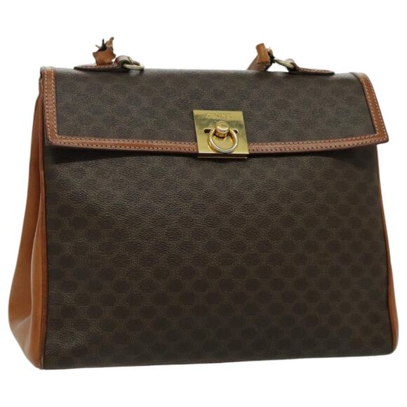 CELINE Macadam Canvas Hand Bag Coated Canvas Brown - Picture 1 of 13